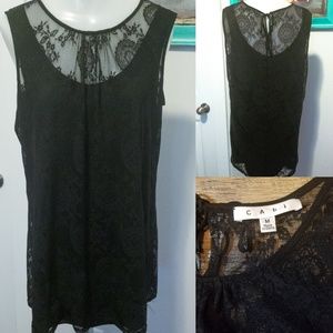 CAbi Sz M * Black Dressy Lace Sleeveless top